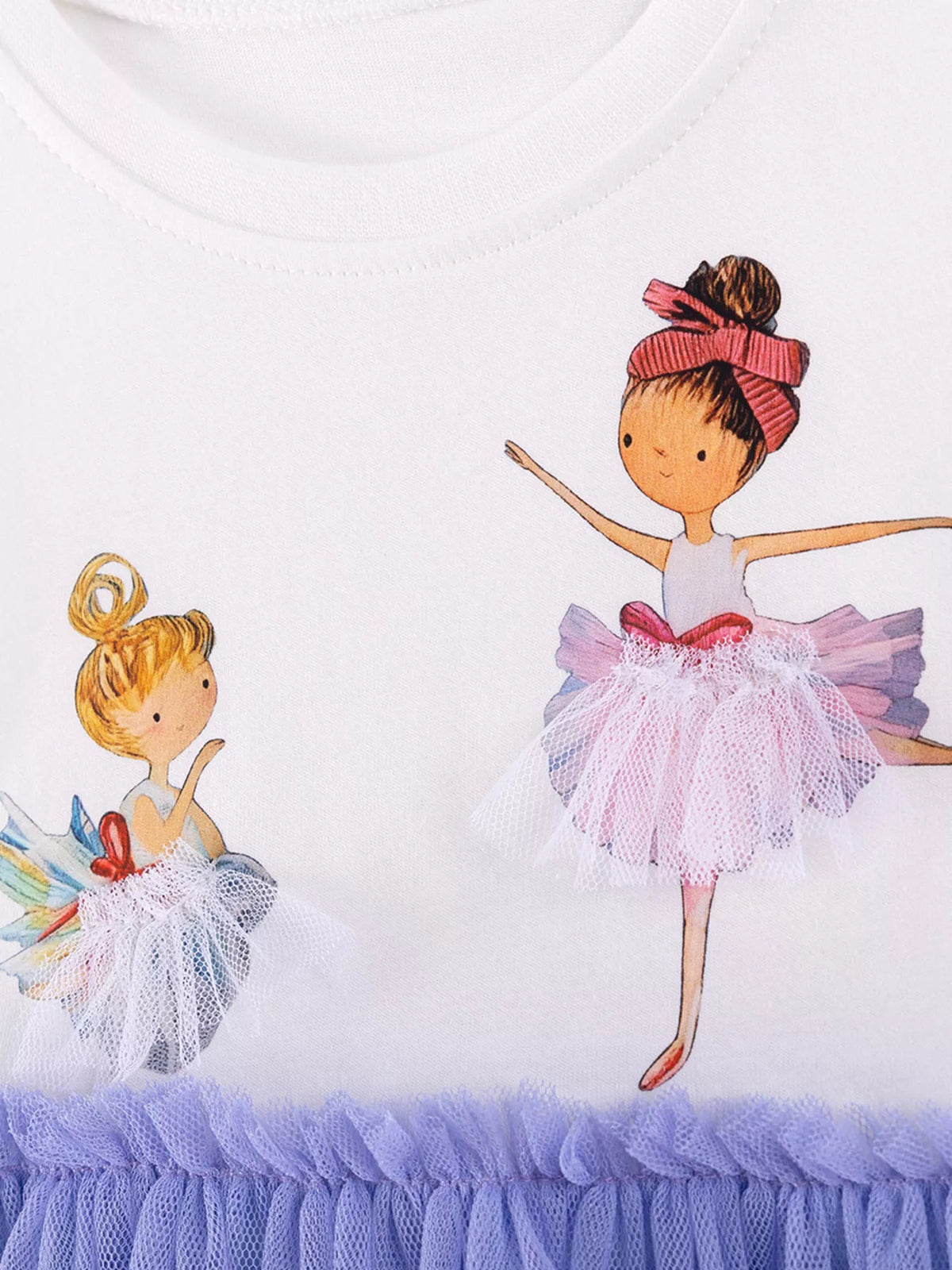 Ballerina illustrations on the white bodice