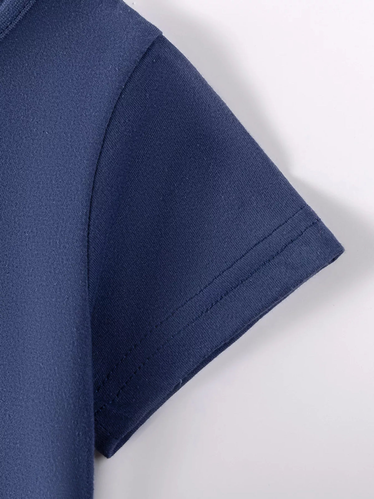 Navy short sleeve with stitched hem