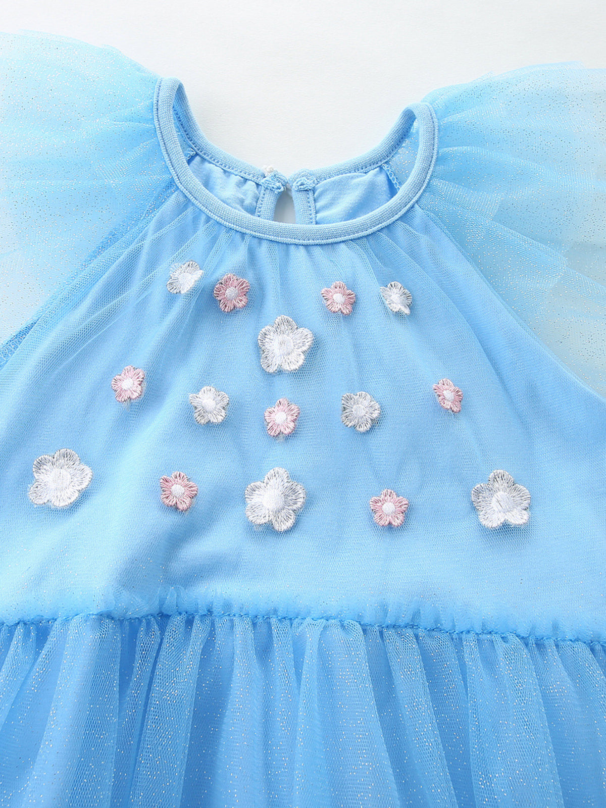 Blue Swan Embroidered Tulle Dress — floral bodice detail