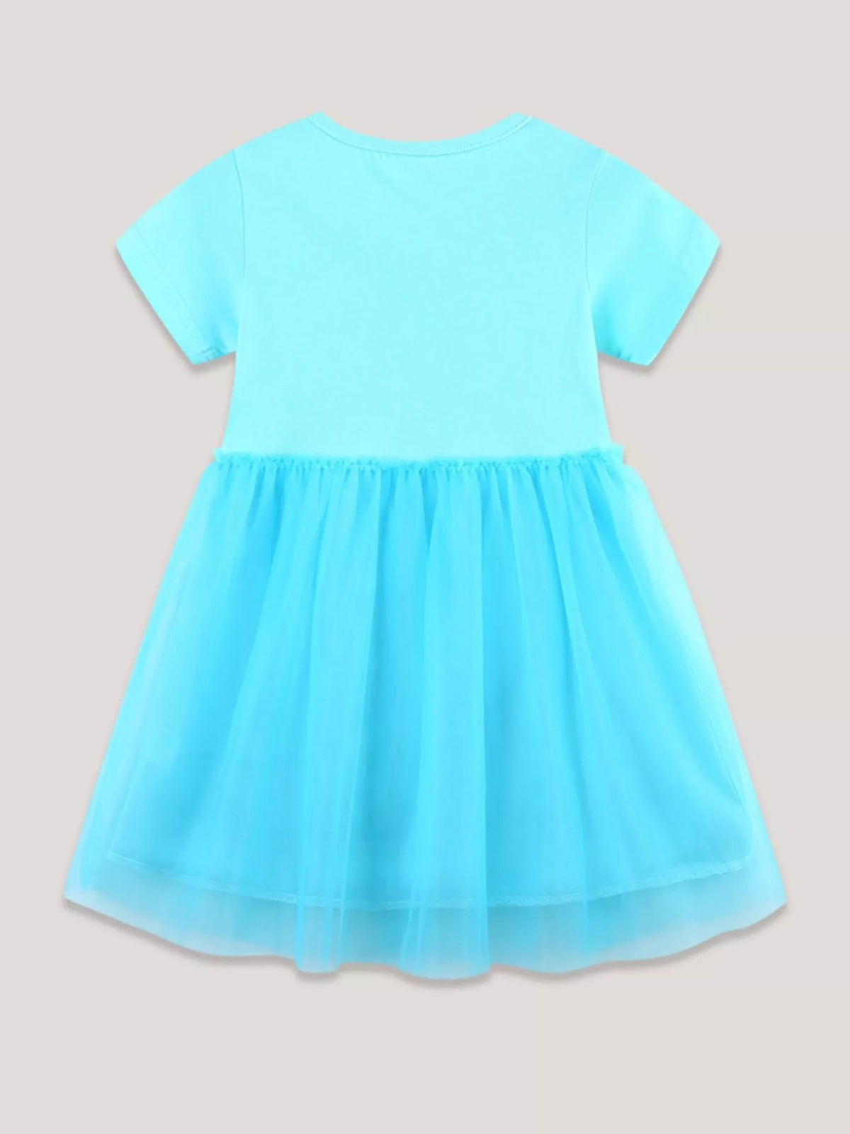 Aqua Bunny Embroidered Tulle Dress — back view