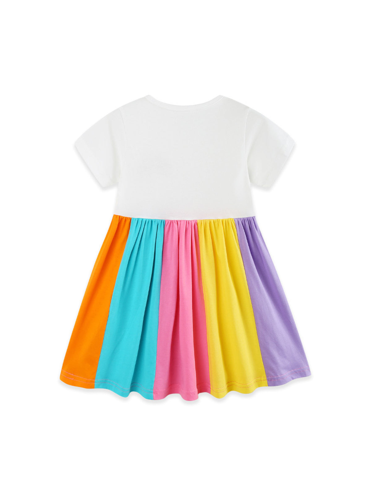 Rainbow Panel Cotton Dress — back view