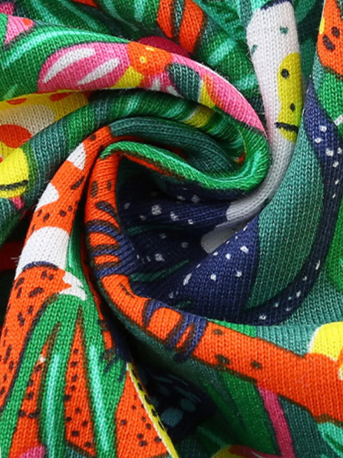 Tropical Animal Print Cotton Dress — fabric print close-up