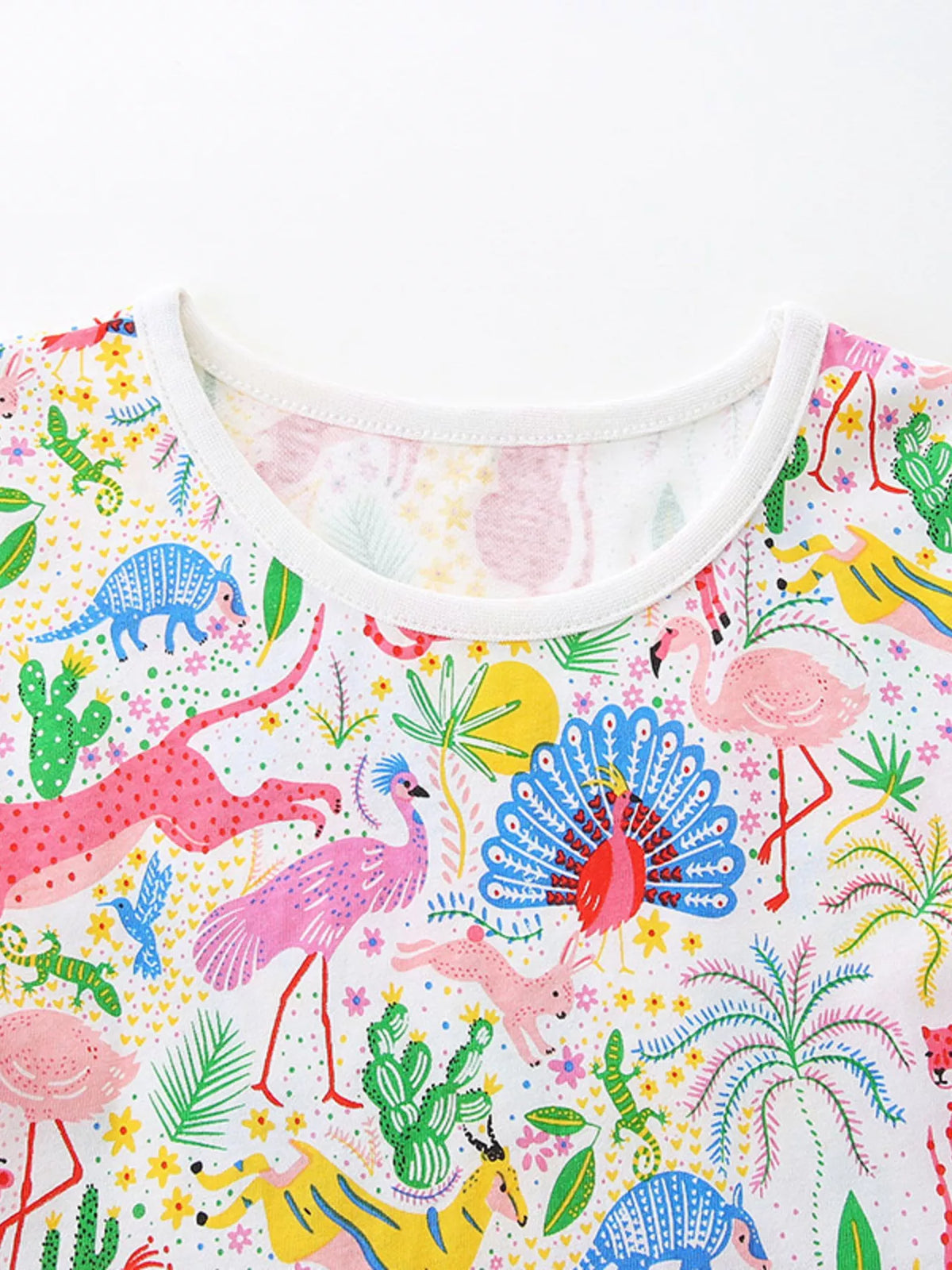 Colorful Animal Print Short Sleeve Dress — round neckline and animal print