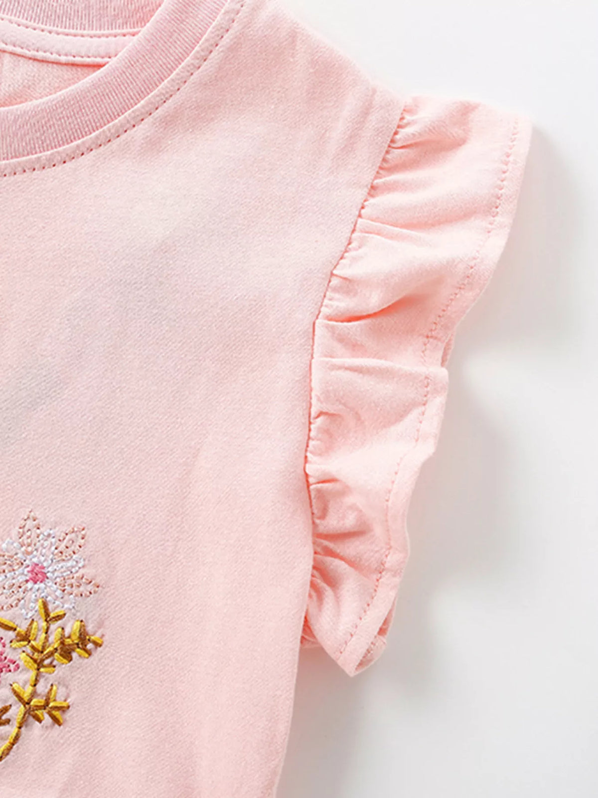 Pink Unicorn Floral Ruffle Sleeve Dress — ruffle sleeve detail