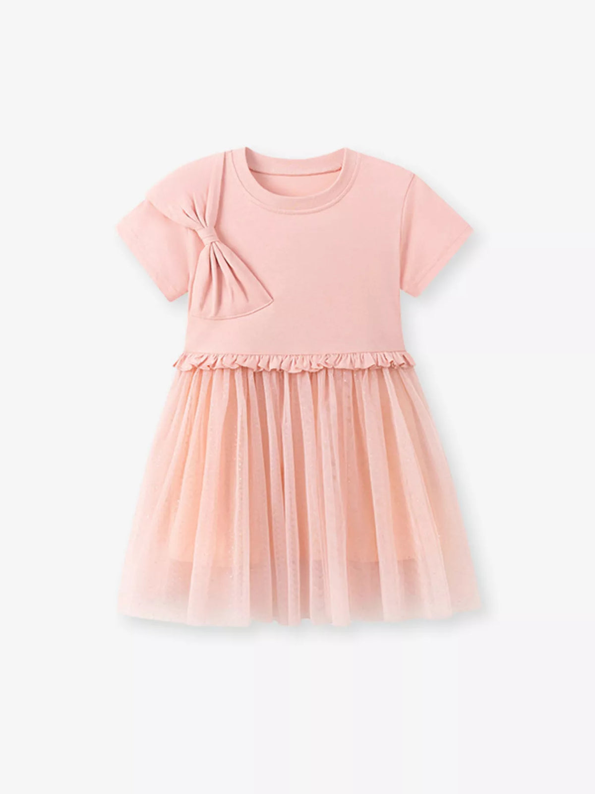 Pink Shoulder Bow Tulle Dress — front view