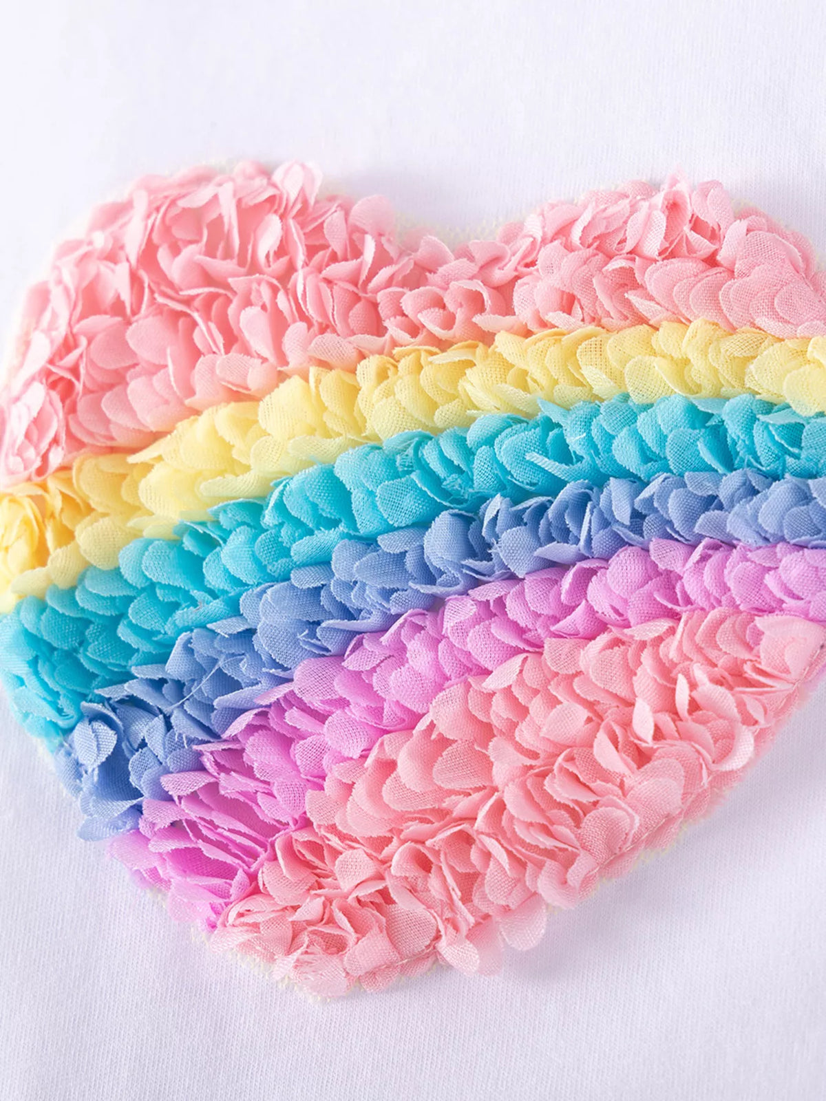 Rainbow Heart Pastel Tulle Dress — textured rainbow heart applique
