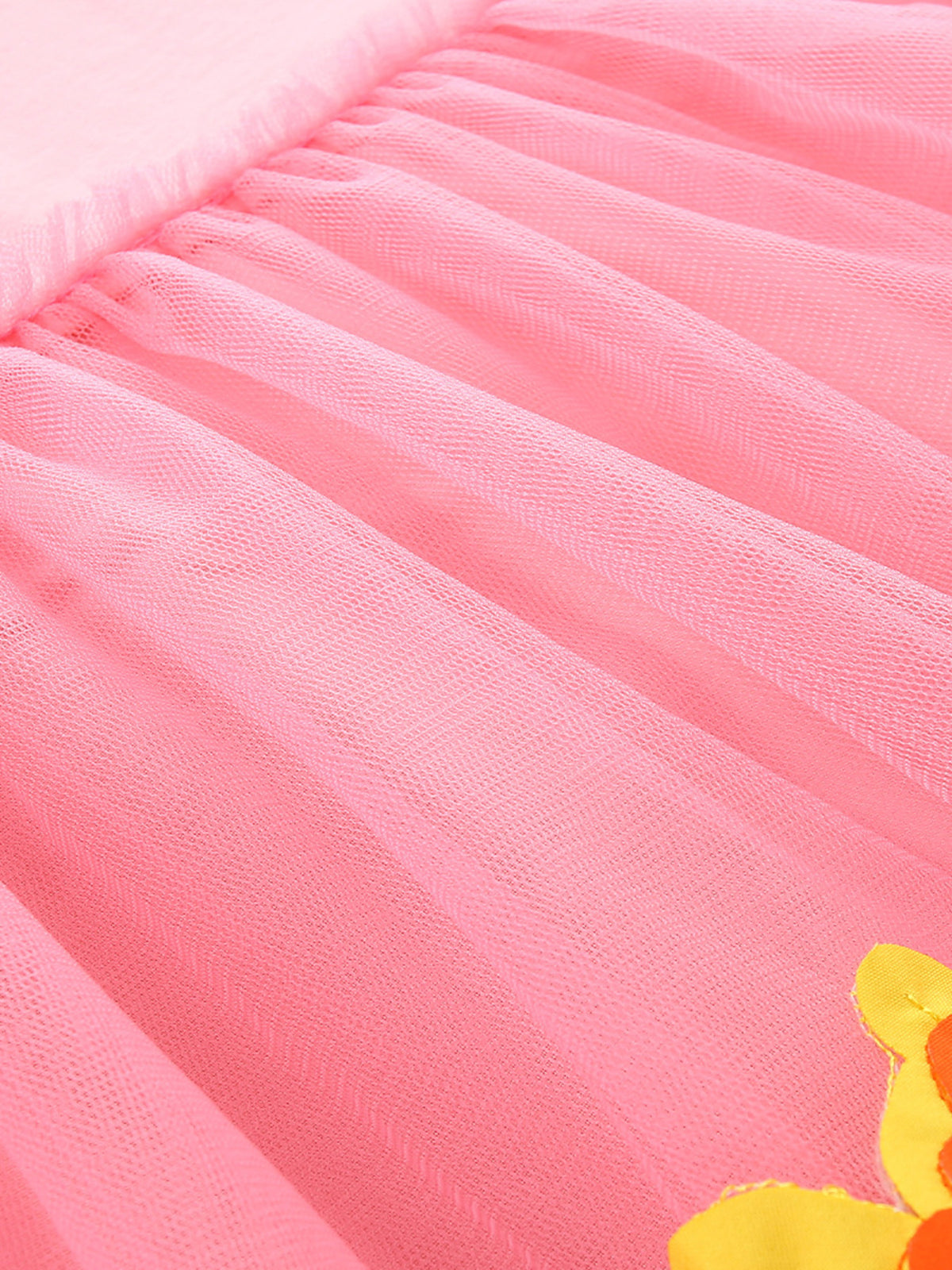 Pink Unicorn Hem Applique Tulle Dress — tulle waist detail