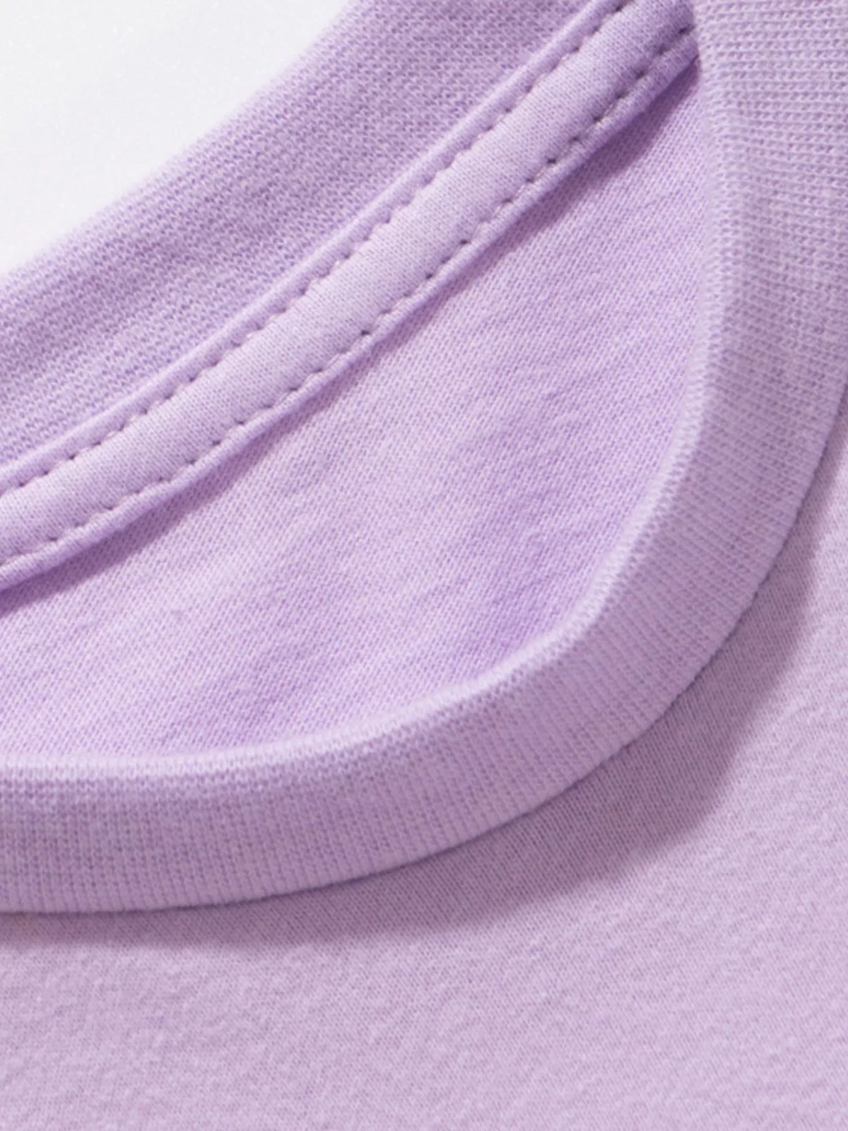 Lavender ice cream applique pompom ruffle hem shirt — round neckline