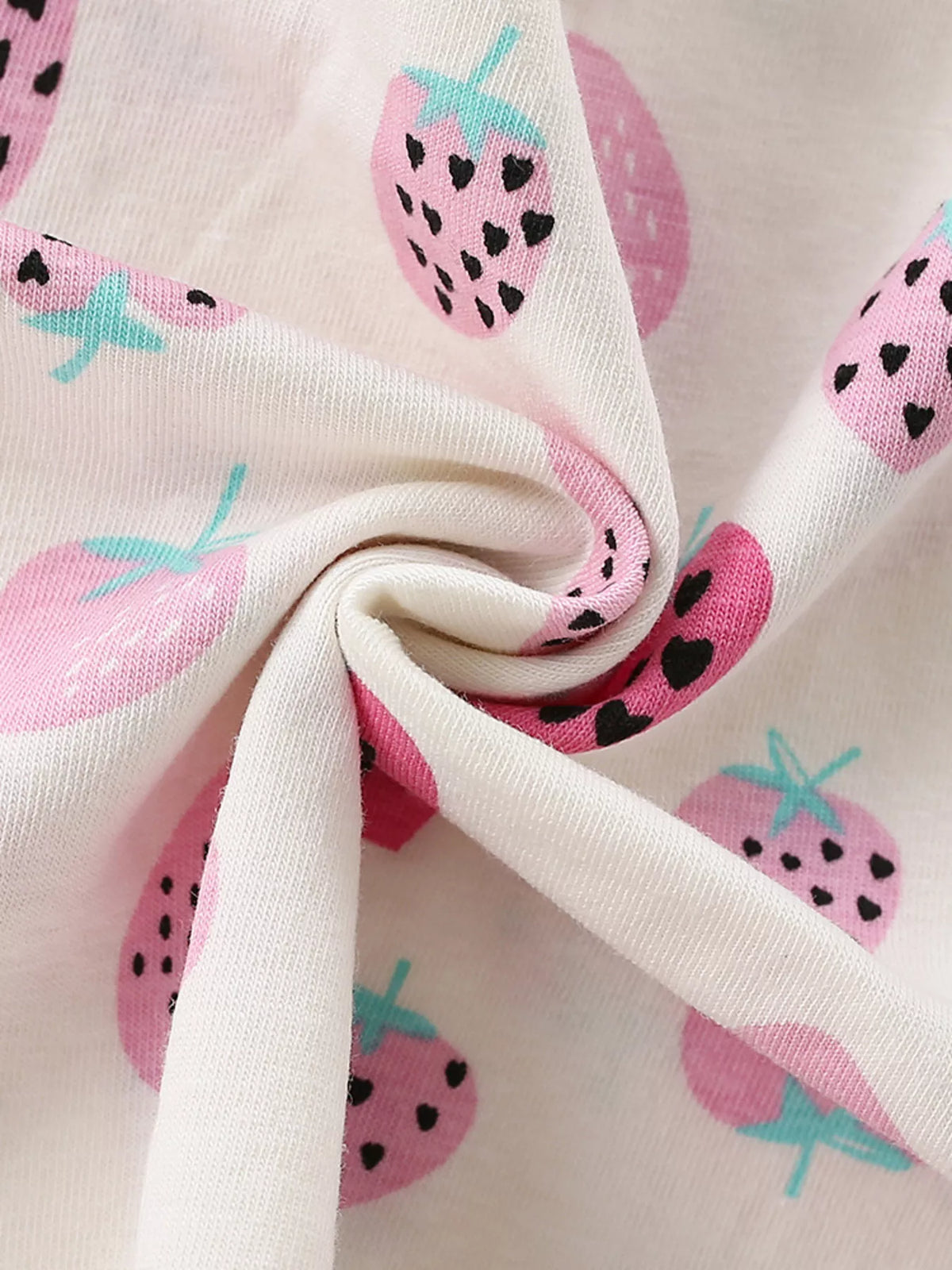 Cream strawberry print ruffle sleeve dress — strawberry printed fabric