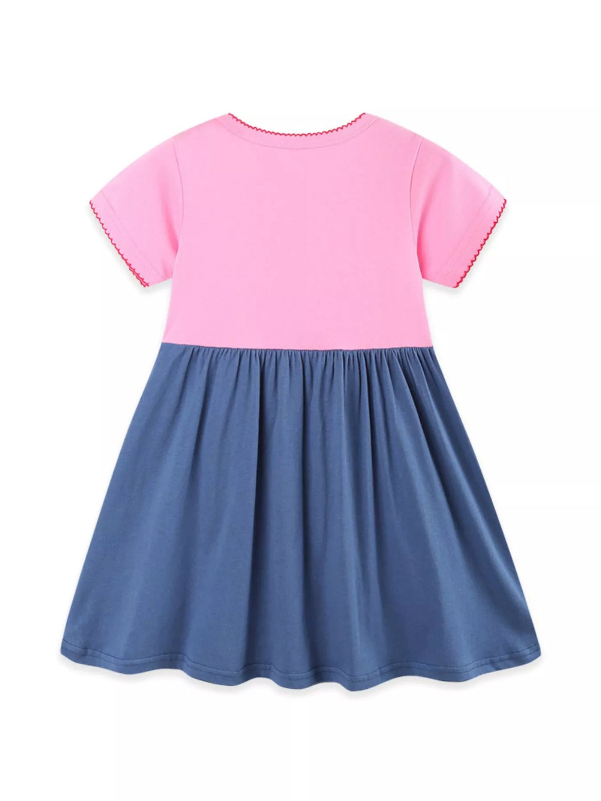 Pink and Blue Heart Embroidered Dress — back view