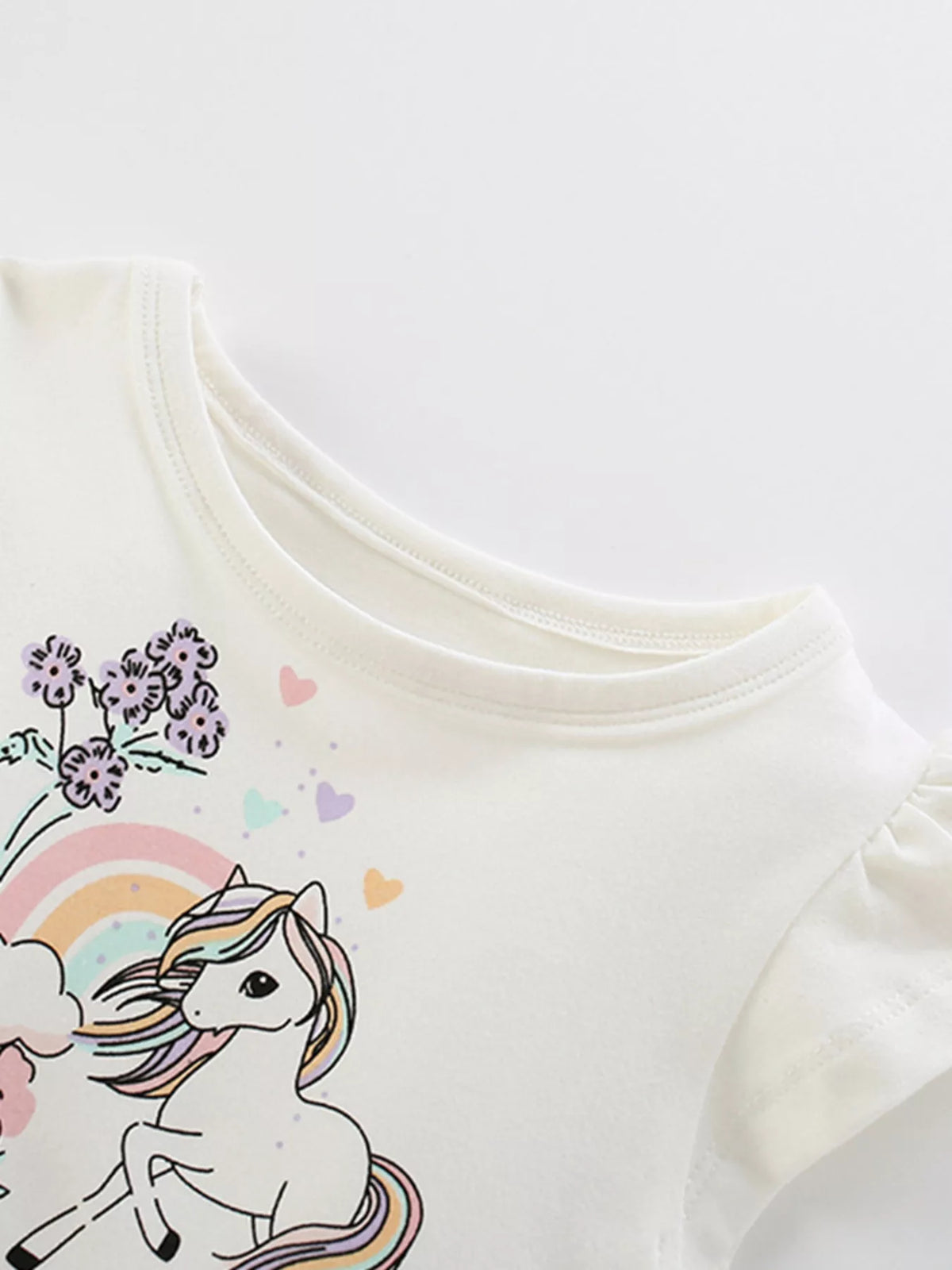 Floral Unicorn Rainbow Tulle Dress — round neckline