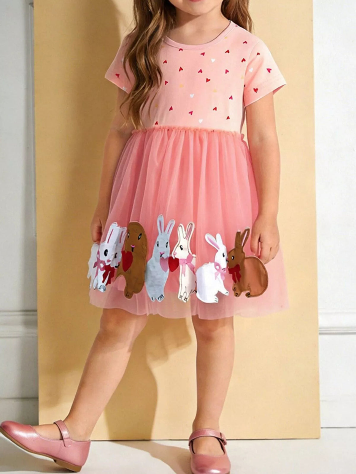 Bunny Hem Applique Tulle Dress — dress worn by a child