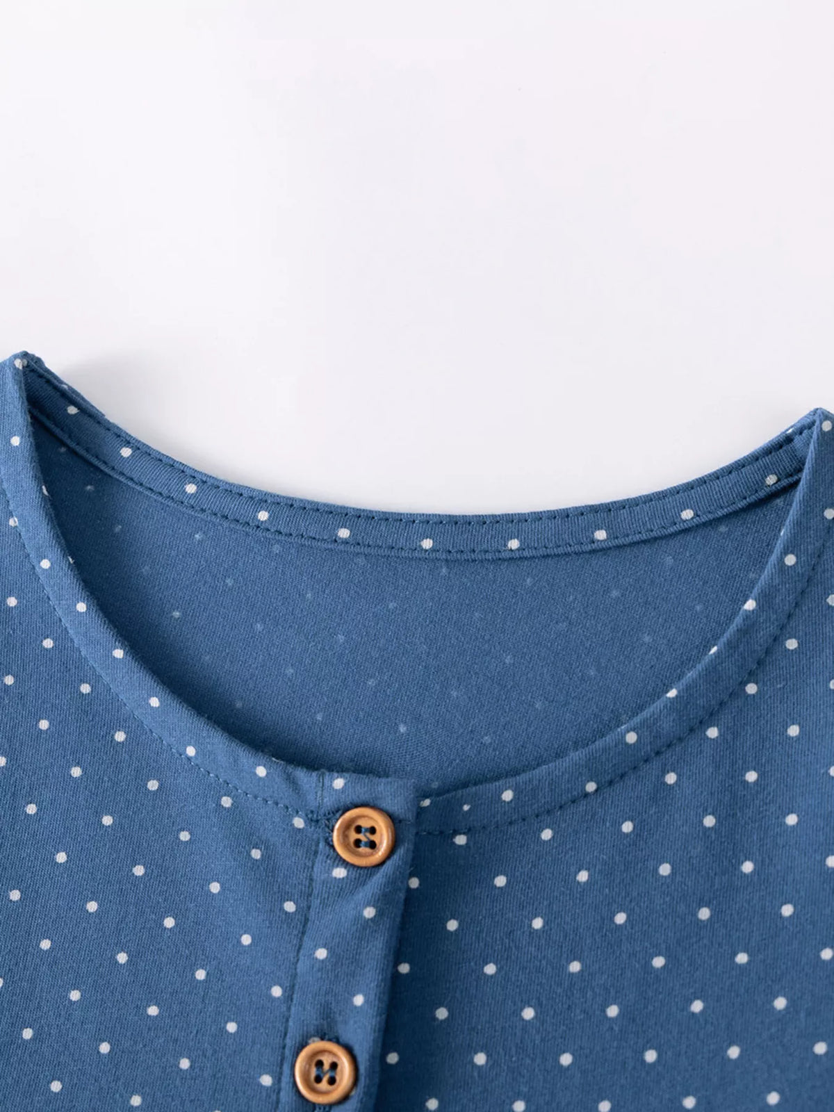 Blue Unicorn Puff Sleeve Dress — buttoned round neckline