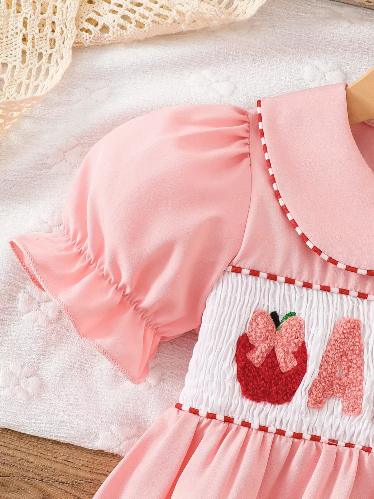 Pink puff sleeve with ruffled cuff