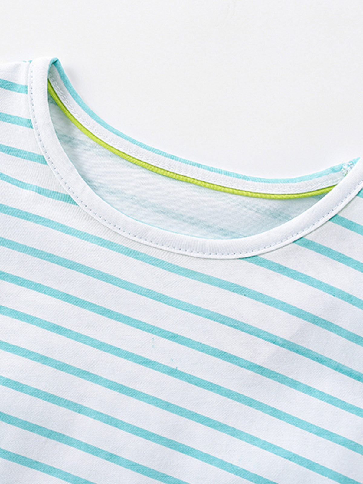 Striped Horse Embroidered Tulle Dress — striped round neckline