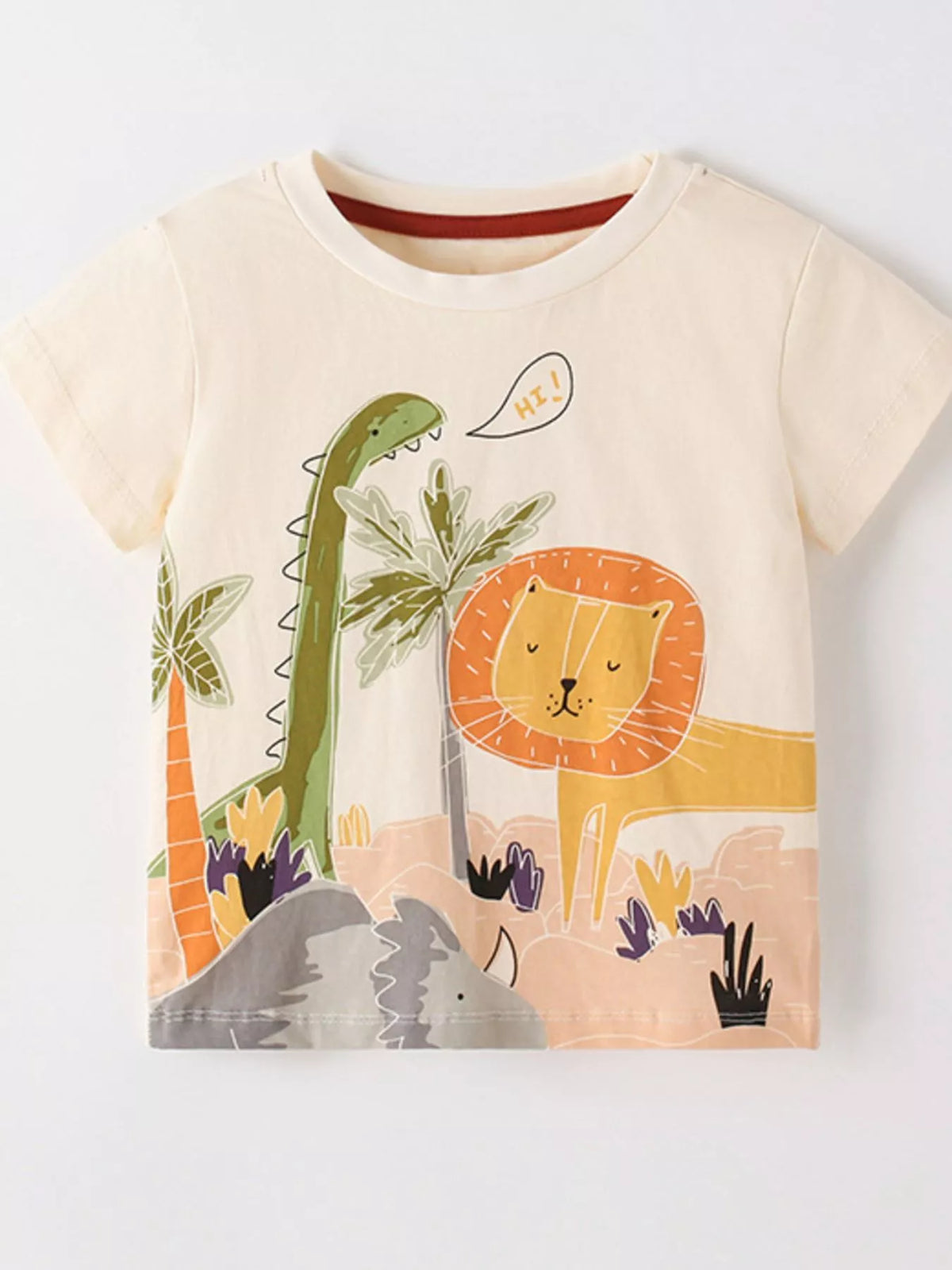 Cream safari animal graphic shirt — front
