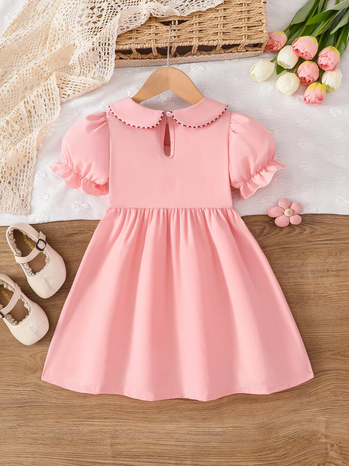 Back of the pink collared dress