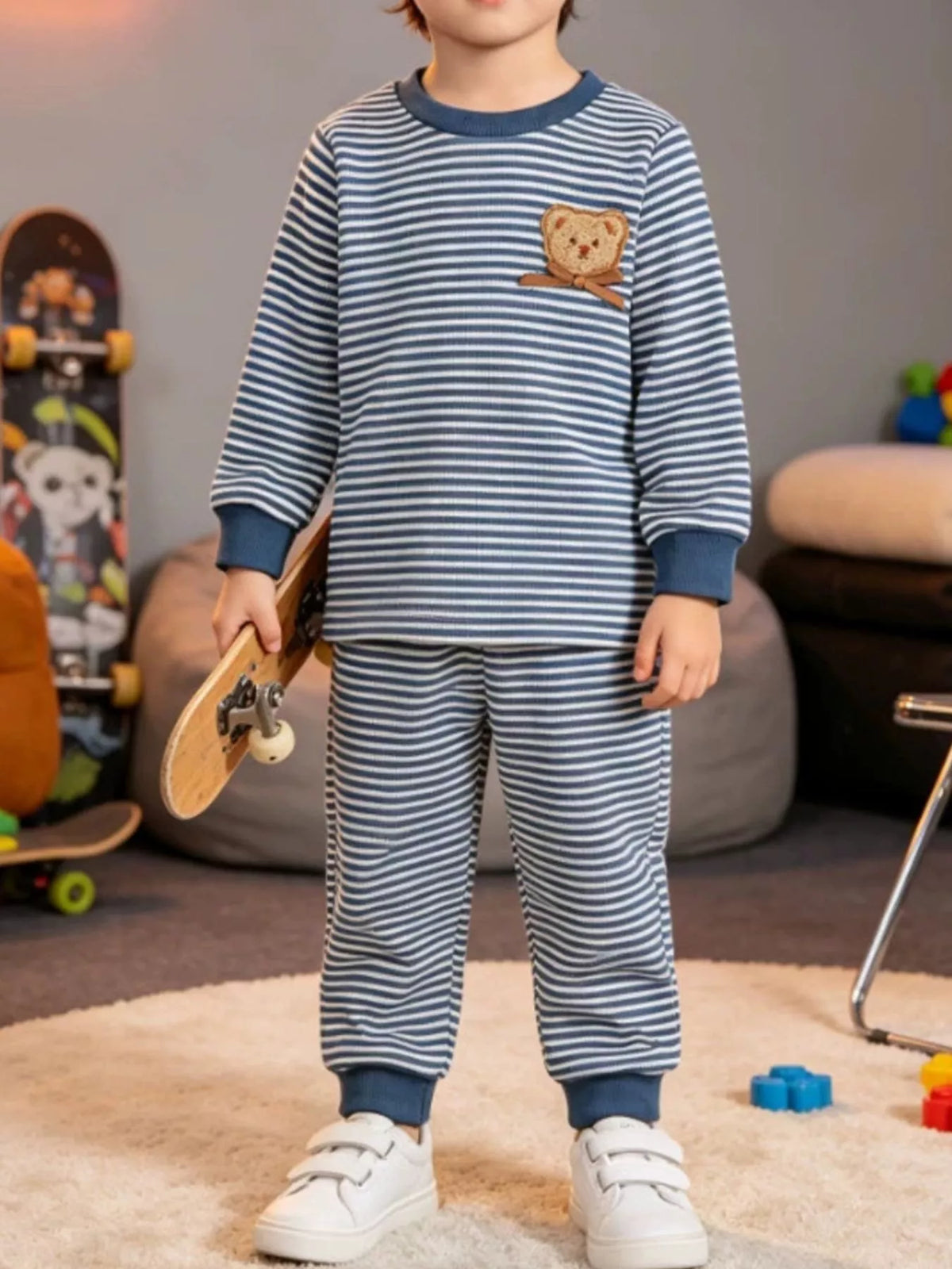 Navy striped outfit on a child