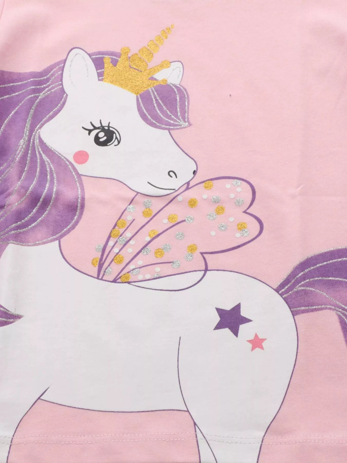 Pink winged unicorn graphic shirt — winged unicorn and gold crown graphic