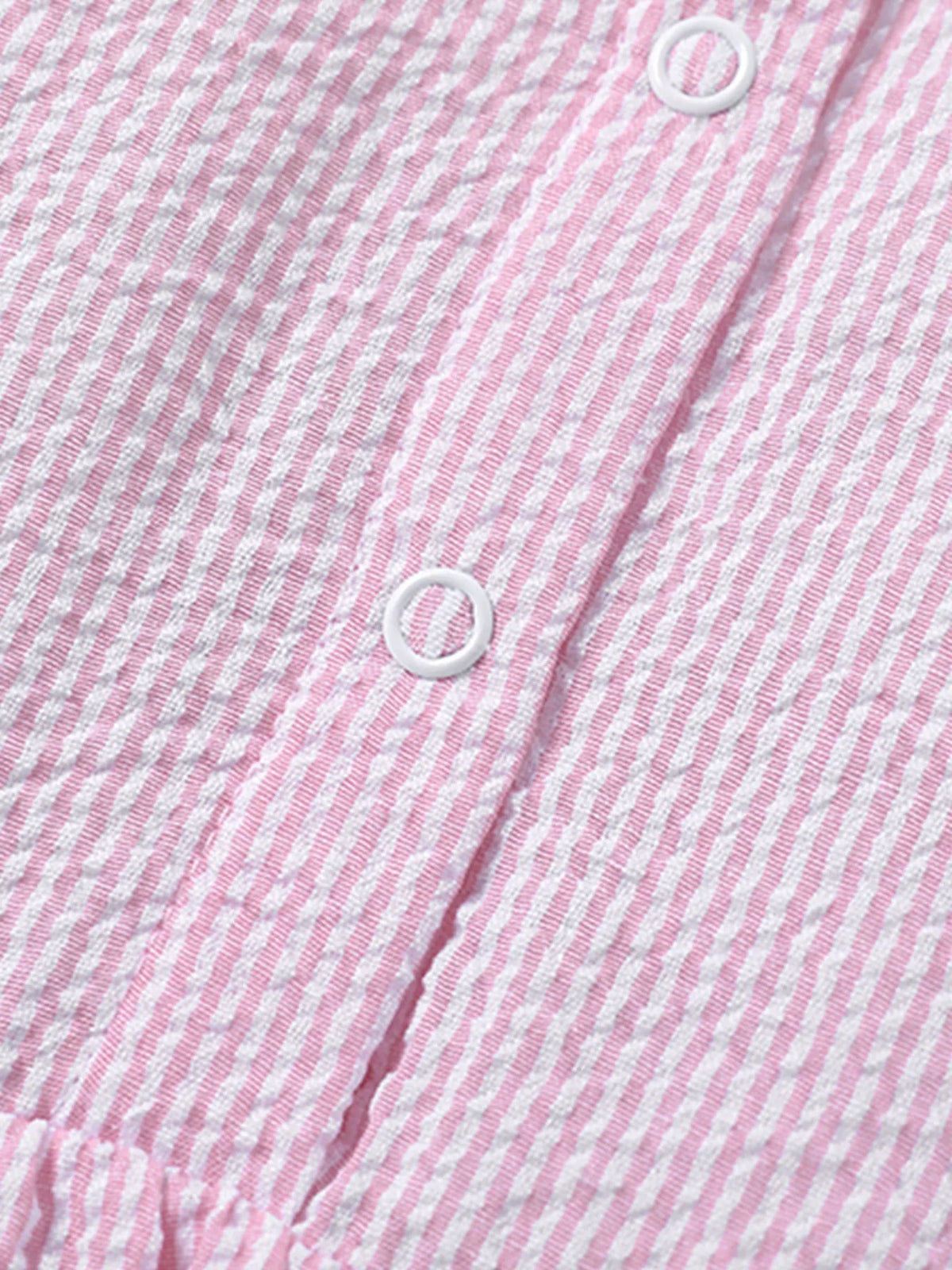 Bunny Embroidered Gingham Smocked Dress — back button detail