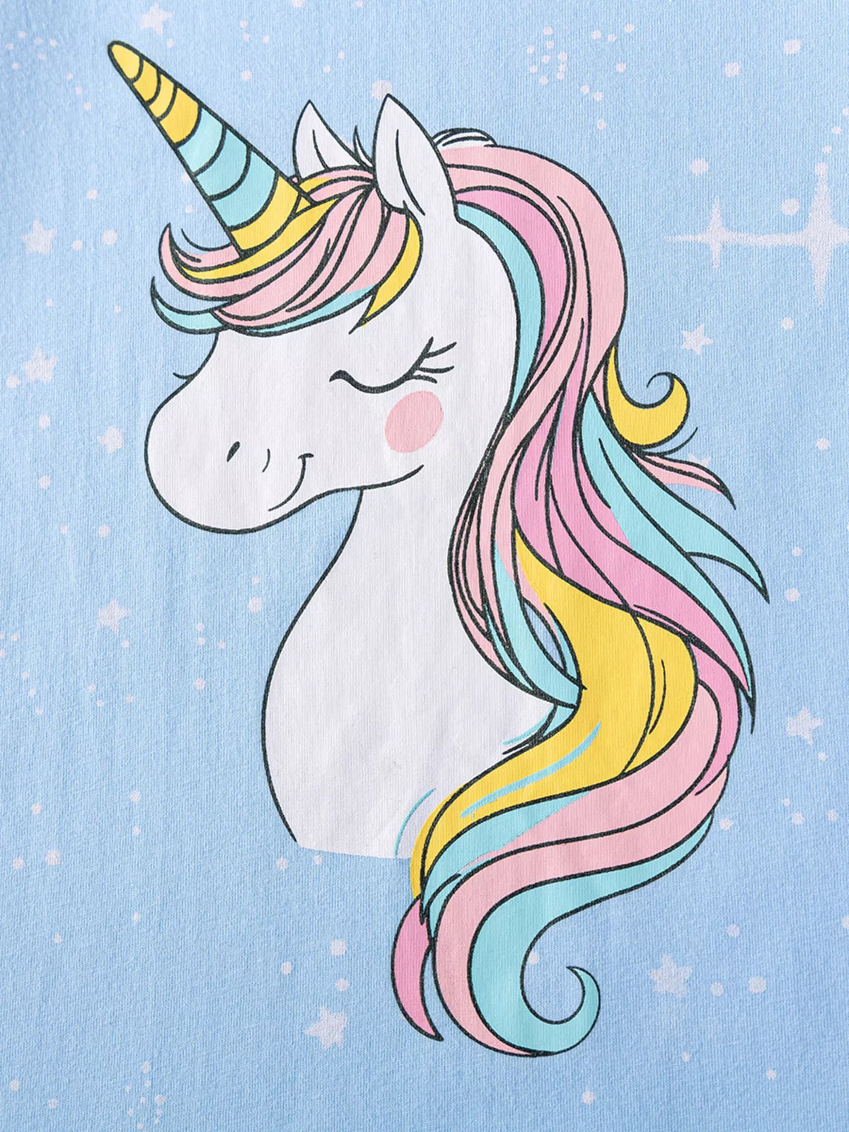 Unicorn head with a multicolored mane