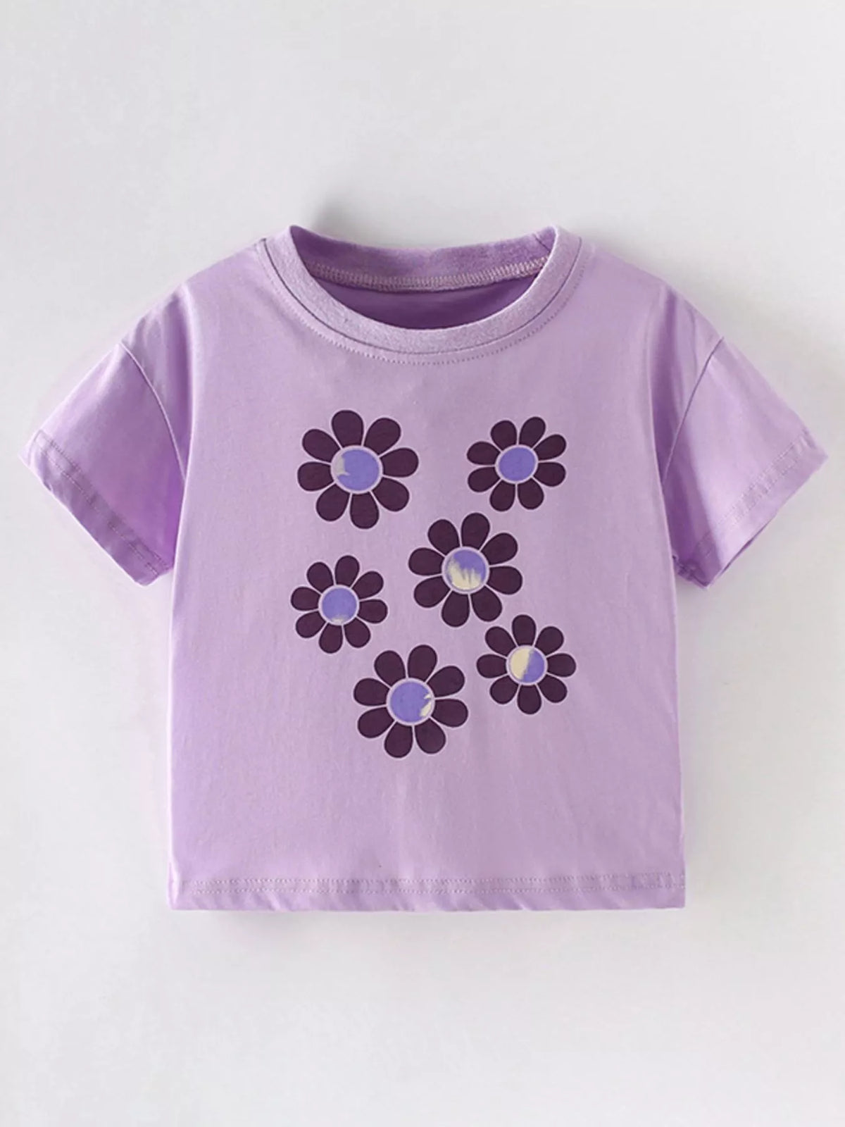 Lavender flower graphic shirt — front