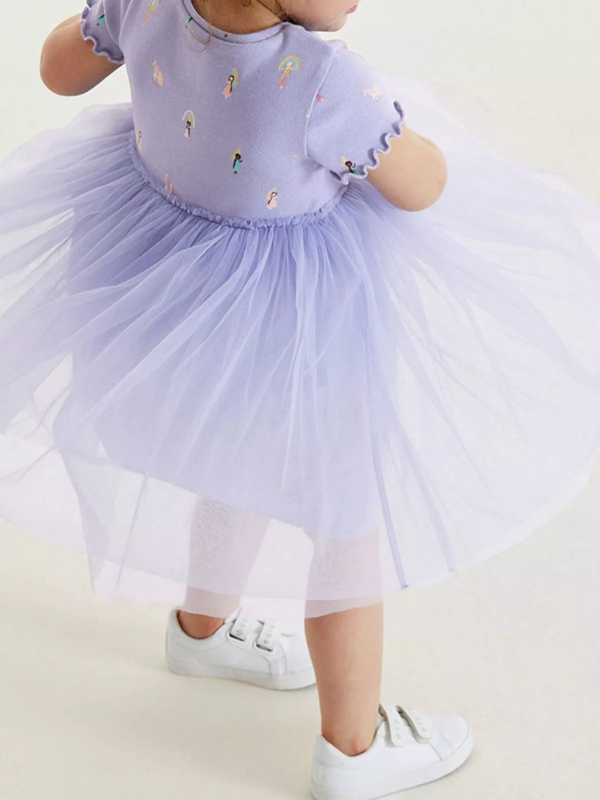 Lavender Embroidered Short Sleeve Tulle Dress — dress worn by a child back