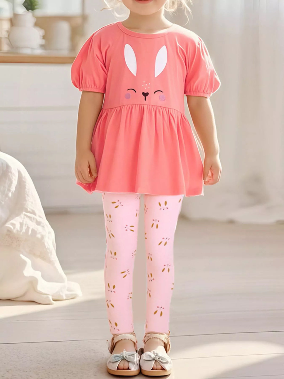 Bunny Peplum Top and Leggings Set — outfit worn by a child