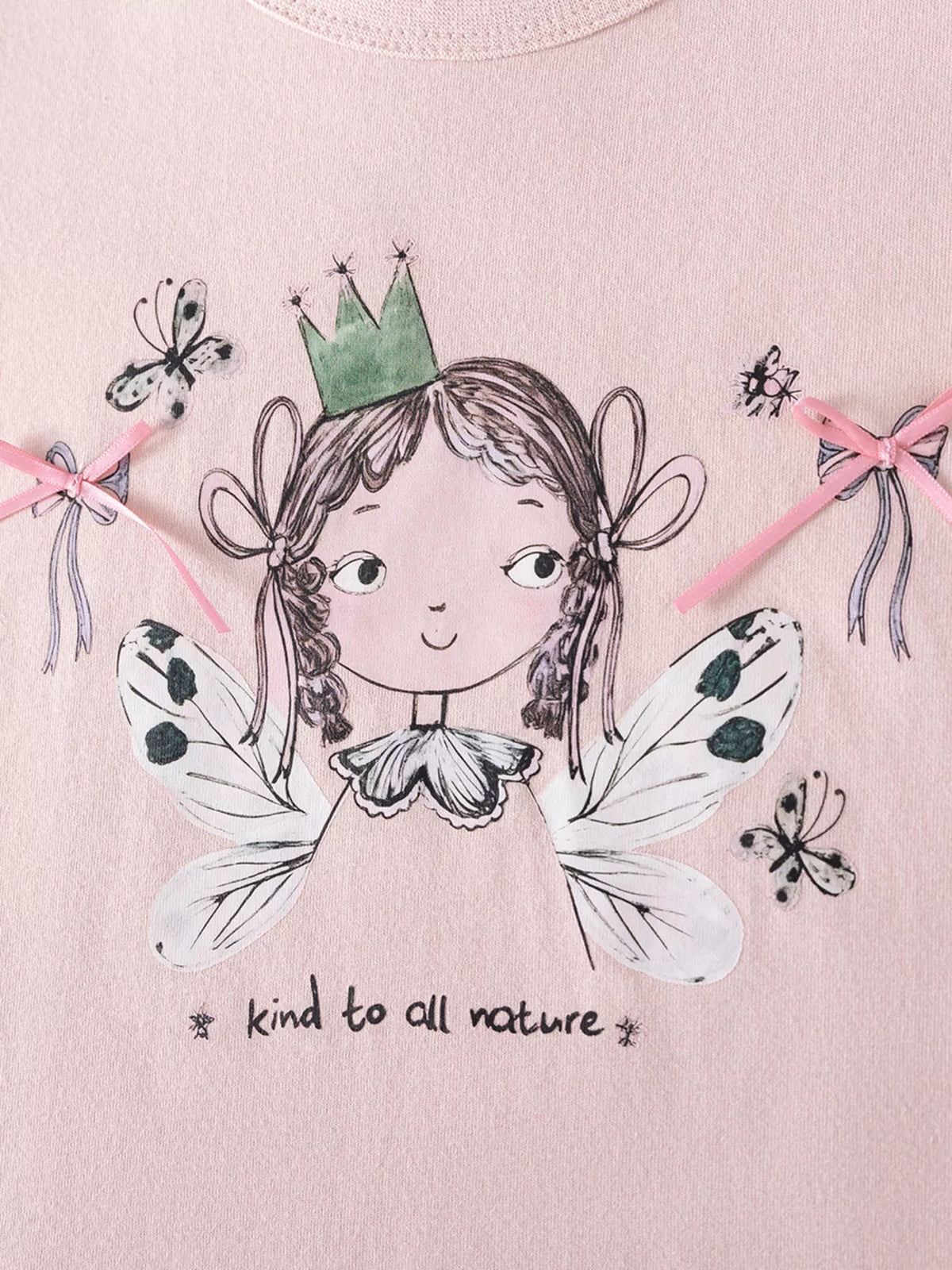 Crowned fairy graphic with flowers and butterflies