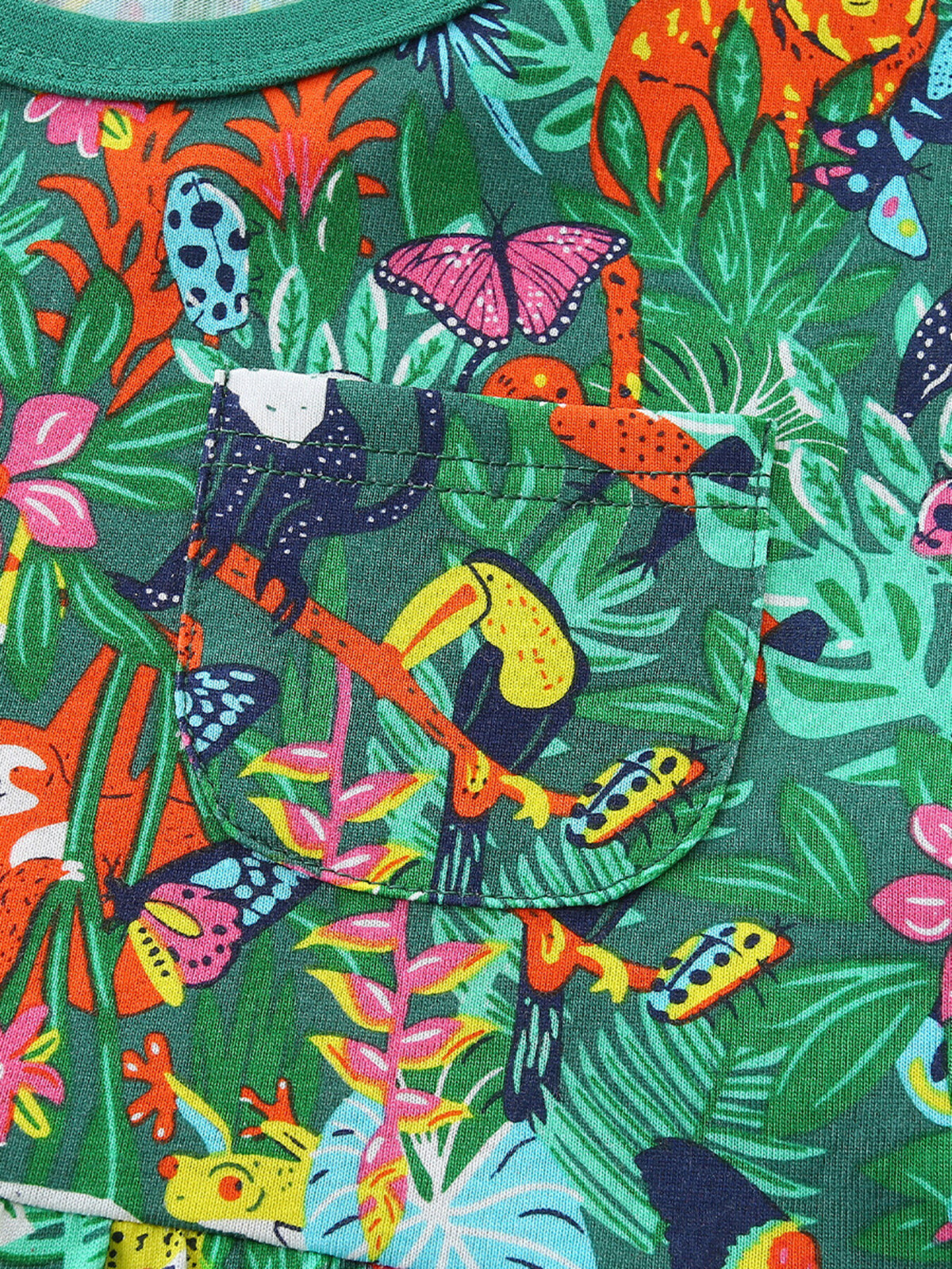 Tropical Animal Print Cotton Dress — tropical animal and butterfly print