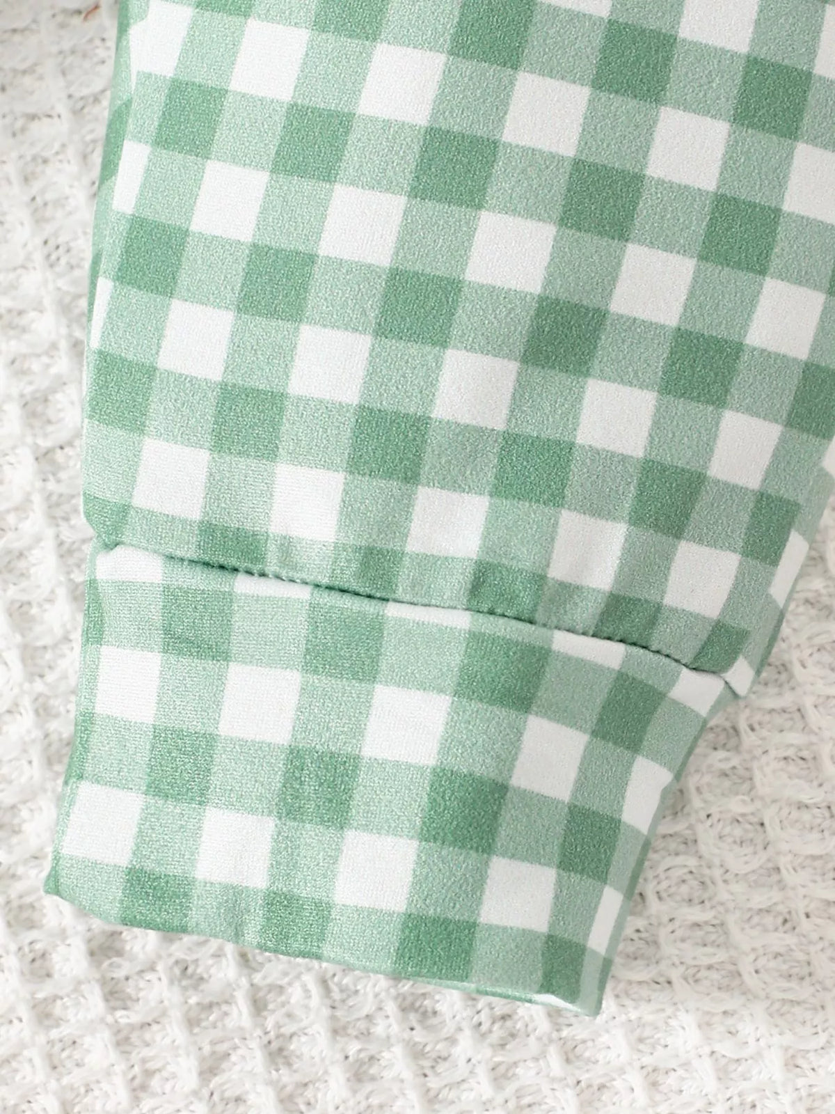 Green gingham pant cuff