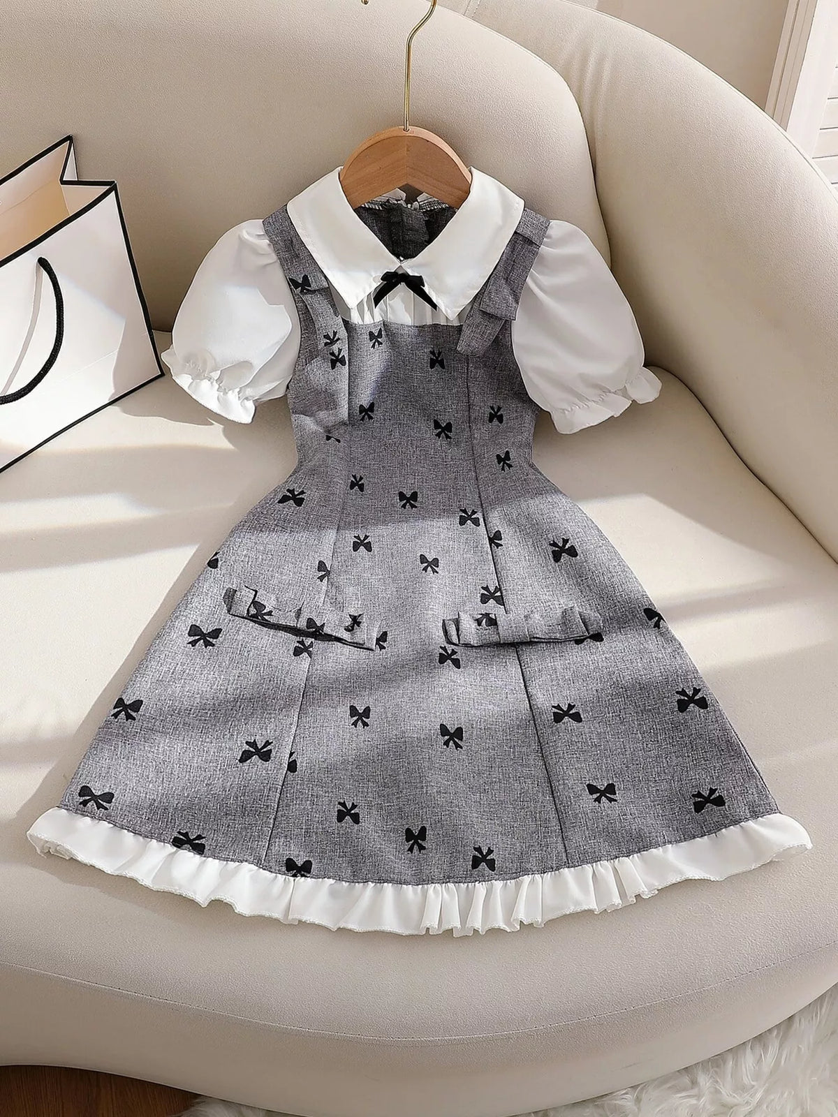 Dress displayed on a hanger