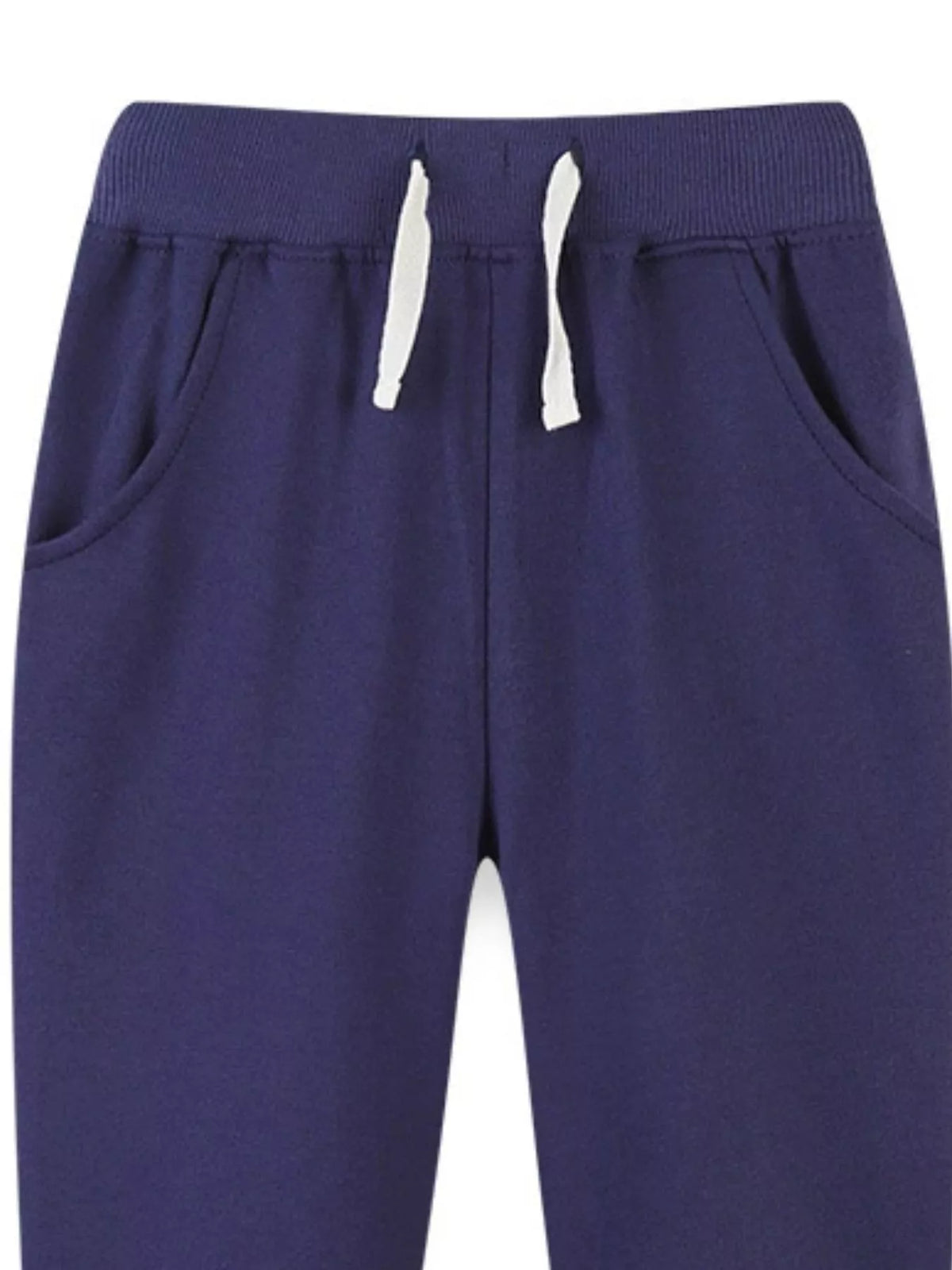 Navy waistband, drawstring and side pockets