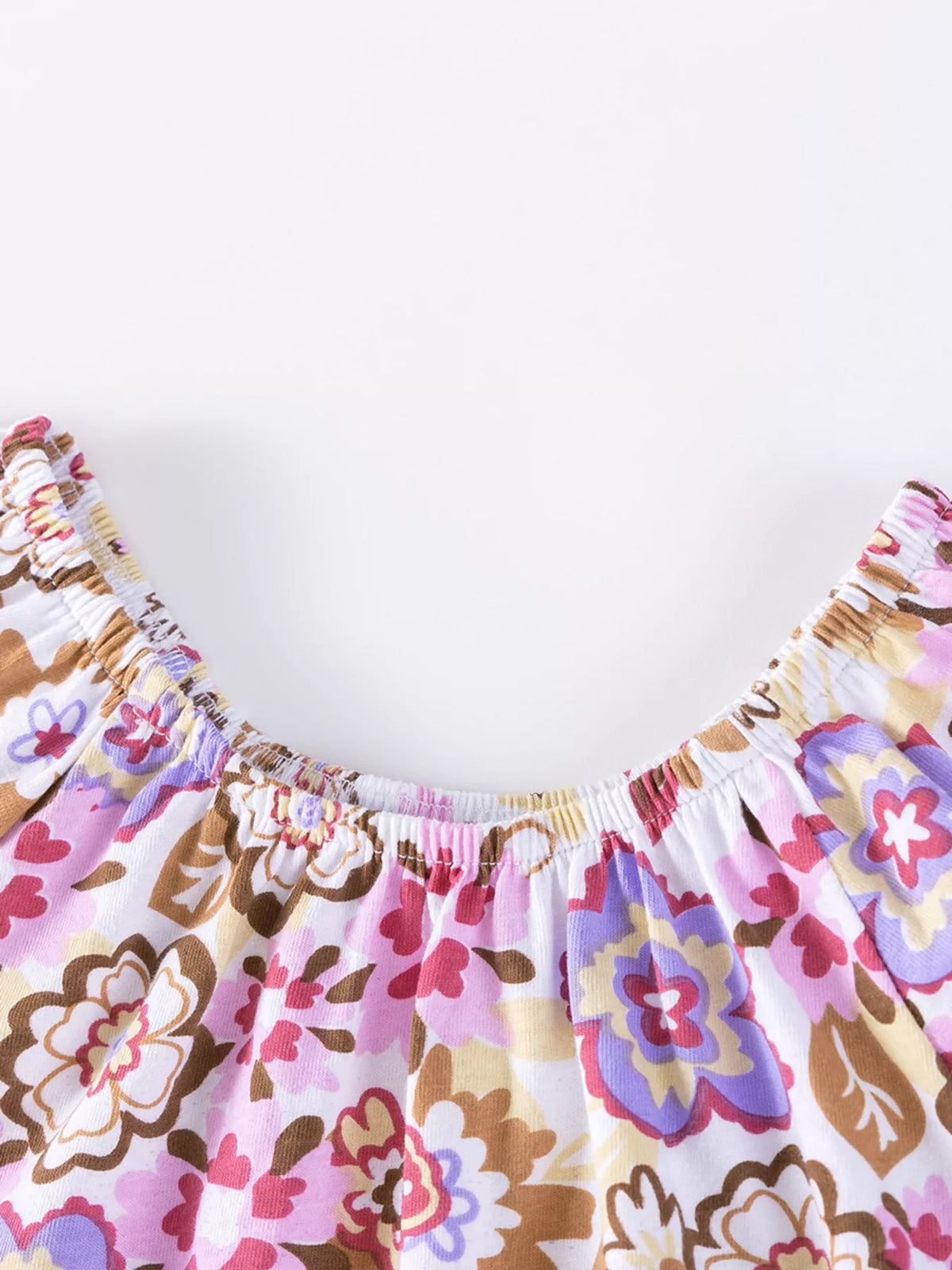 Gathered floral neckline