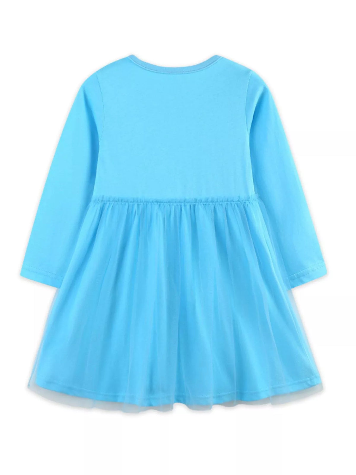Blue Snowman Christmas Long Sleeve Dress — back view