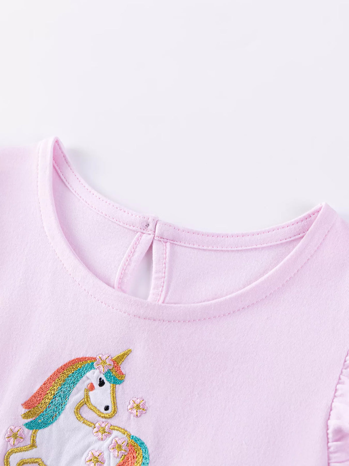 Pale pink round neckline and back keyhole